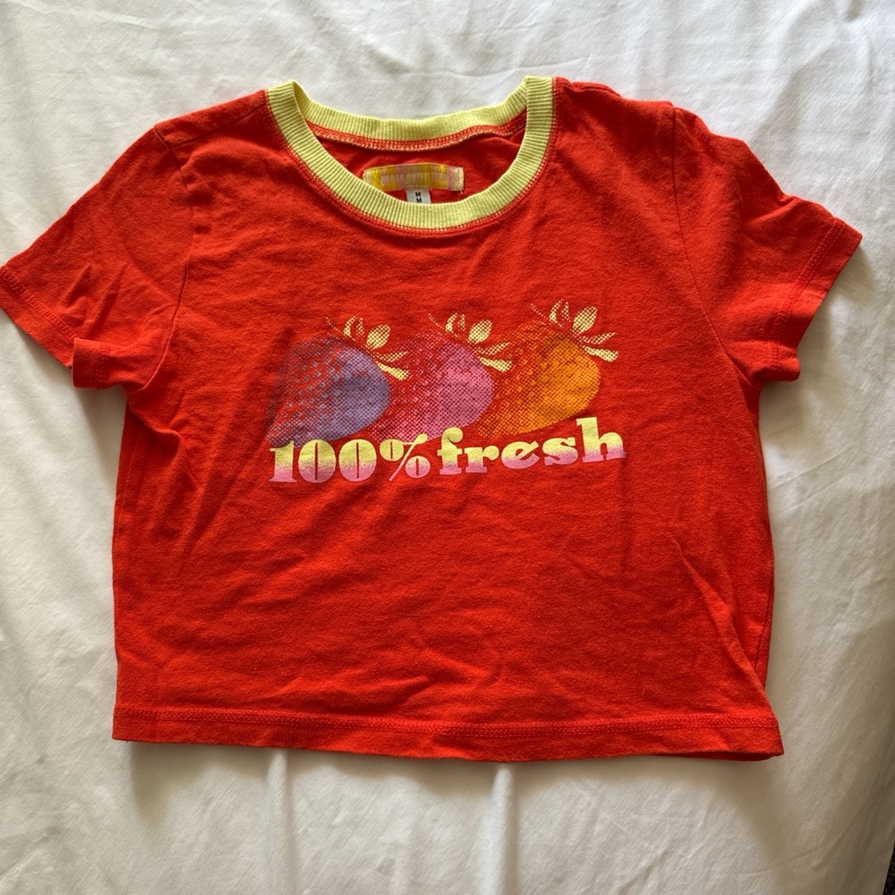 Urban Outfitters Red Crop Top with Yellow Trim